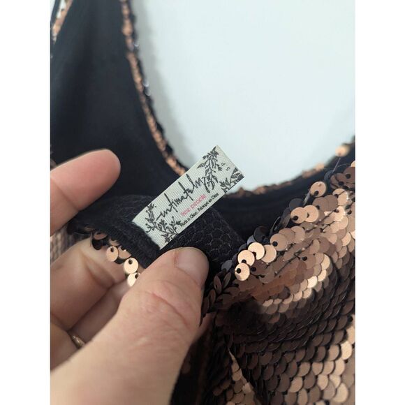 Intimately Free People Seeing Double Sequin Dress women's size small gold black - Picture 8 of 8